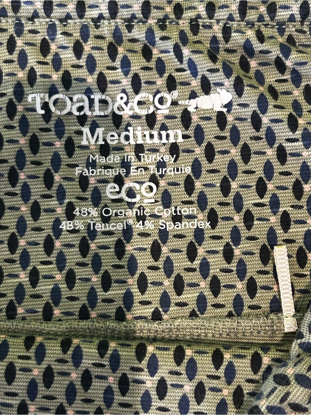 Toad&Co Eco Organic Cotton TENCEL A-Line Knit Skirt Blue Green Print Medium - Picture 2 of 4